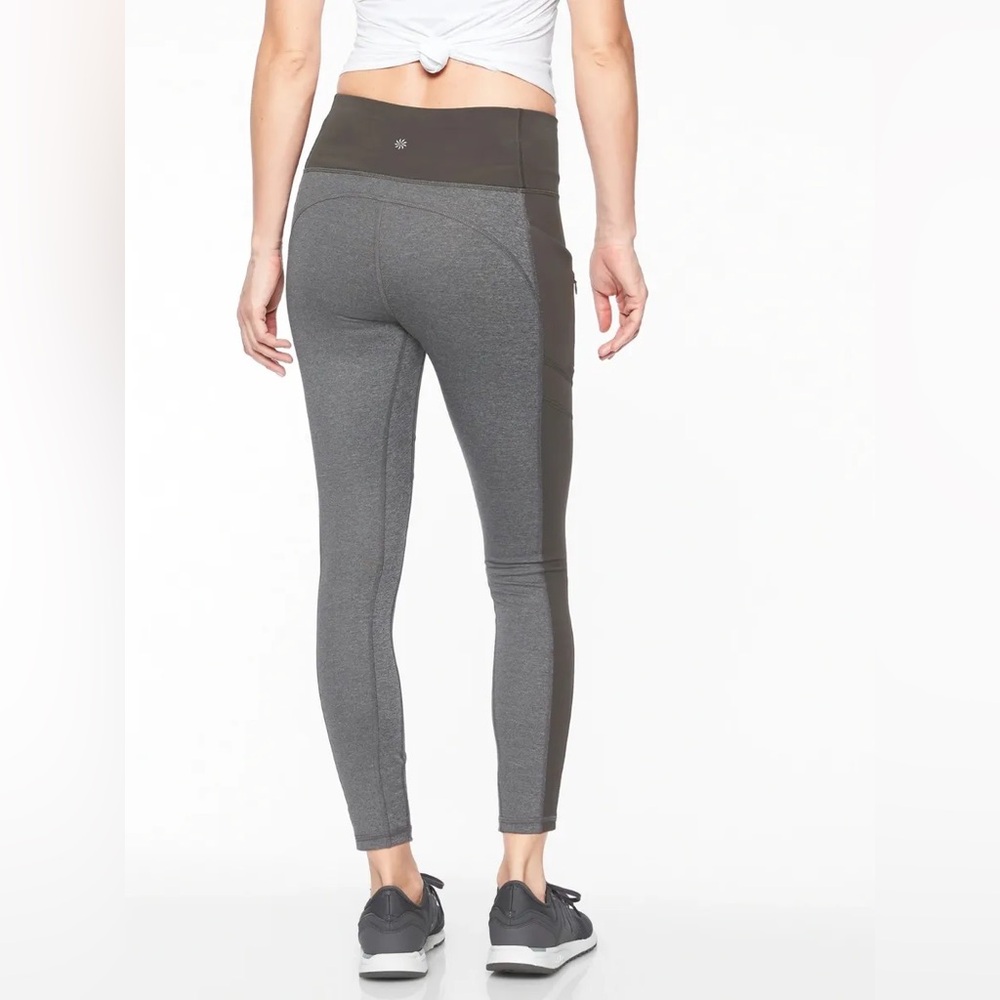 Athleta All In Structure 7/8 Tight Leggings Arbor Olive Green Gray Pocket Small - Picture 3 of 11